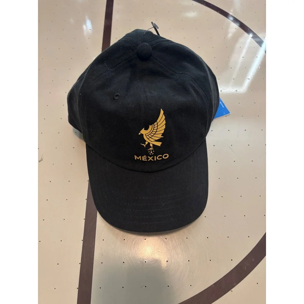 Adidas Originals Mexico National Team Soccer Hat Black Gold Eagle Crest Cap NEW